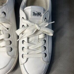 Coach PORTER White Leather Fashion Sneaker Style #G3781 Sz8B EU 38.5